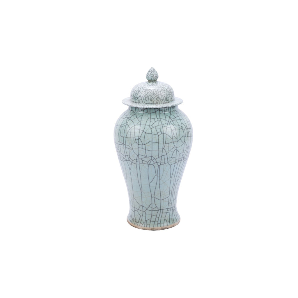 Crackle Celadon Temple Jar L