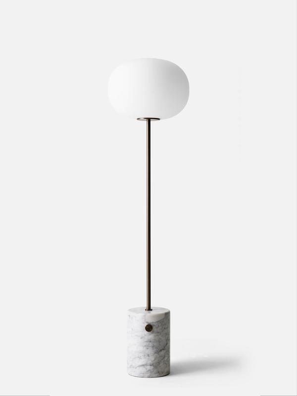 JWDA Floor Lamp, White Marble, Bronzed Brass