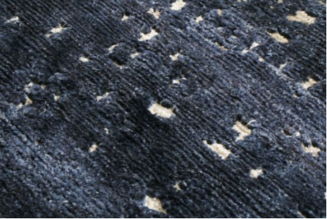 Custom Grisaille "City Lights" Midnight Blue And Black Pure Silk Rug