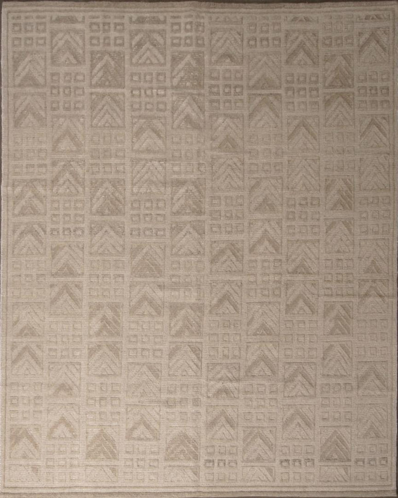 Scandinavian Geometric Grey Wool Pile Rug