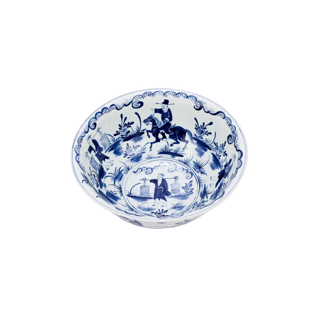 Blue And White Porcelain Bowl with People Scene