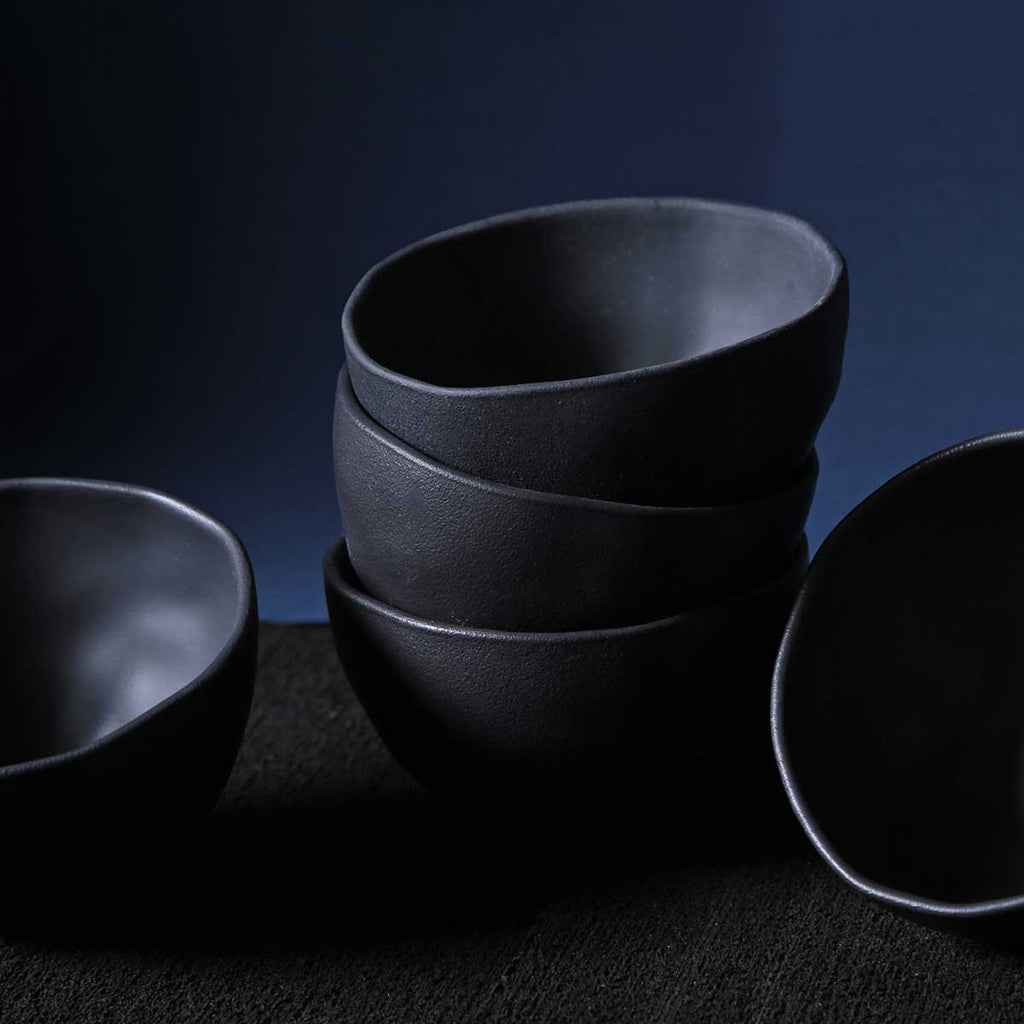 Matte Black Soup Bowls, Set of 6