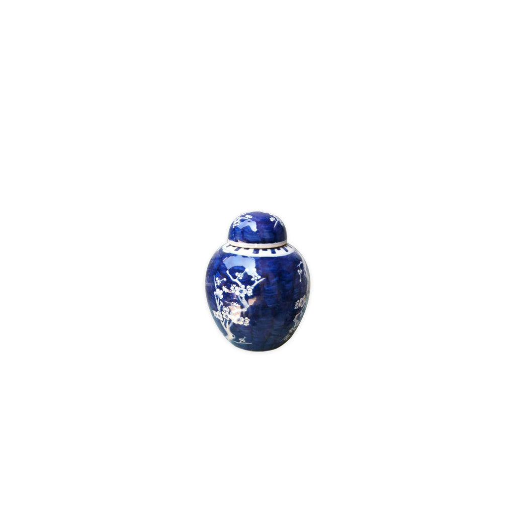 Blue And White Plum Lidded Jar