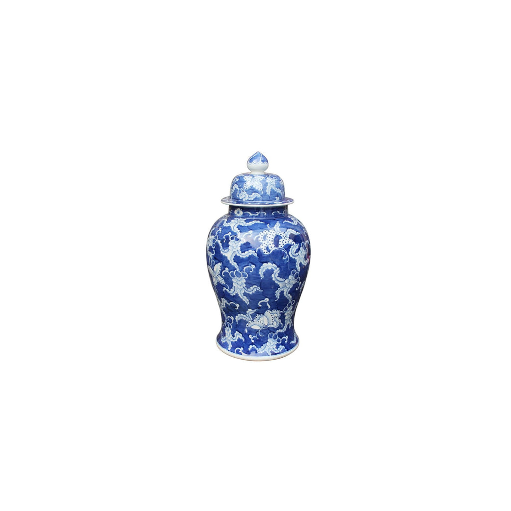 Blue and White Butterfly Temple Jar