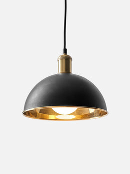 Hubert Pendant, 10in, Black/Bronzed Brass