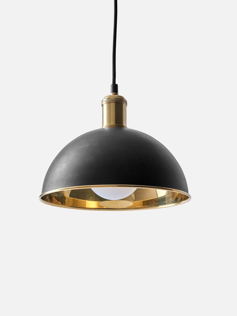 Hubert Pendant, 10in, Black/Bronzed Brass