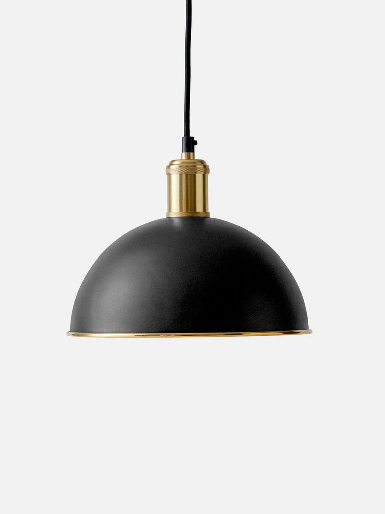 Hubert Pendant, 10in, Black/Bronzed Brass