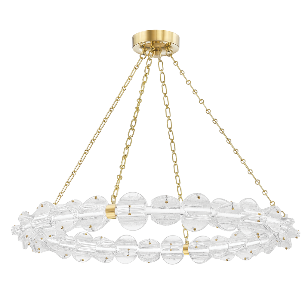 Lindley Small L Chandelier - Aged Brass