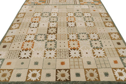 Scandinavian Style Rug in Beige-Brown with Geometric Patterns