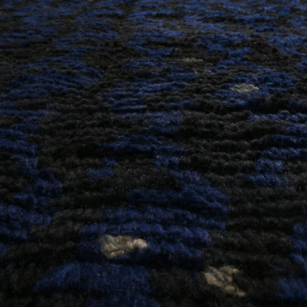 Scandinavian Geometric Black and Blue Wool Rug