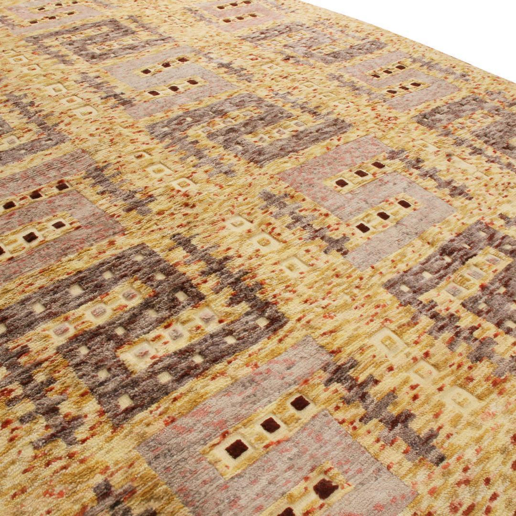 Scandinavian Rug with Gold-Grey and Yellow Patterns