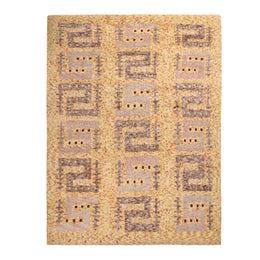 Scandinavian Rug with Gold-Grey and Yellow Patterns