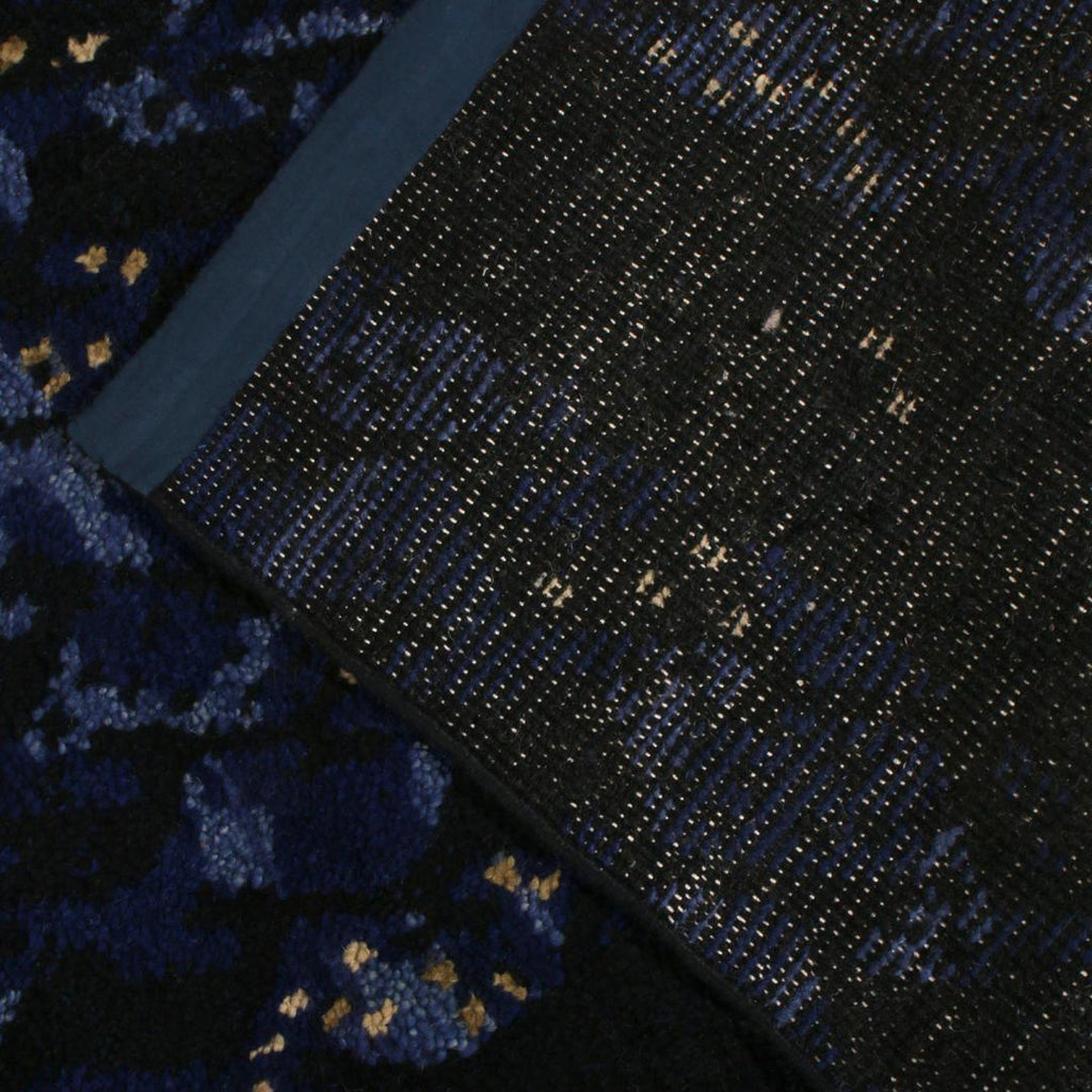 Scandinavian Runner With Blue Black Geometric Pattern