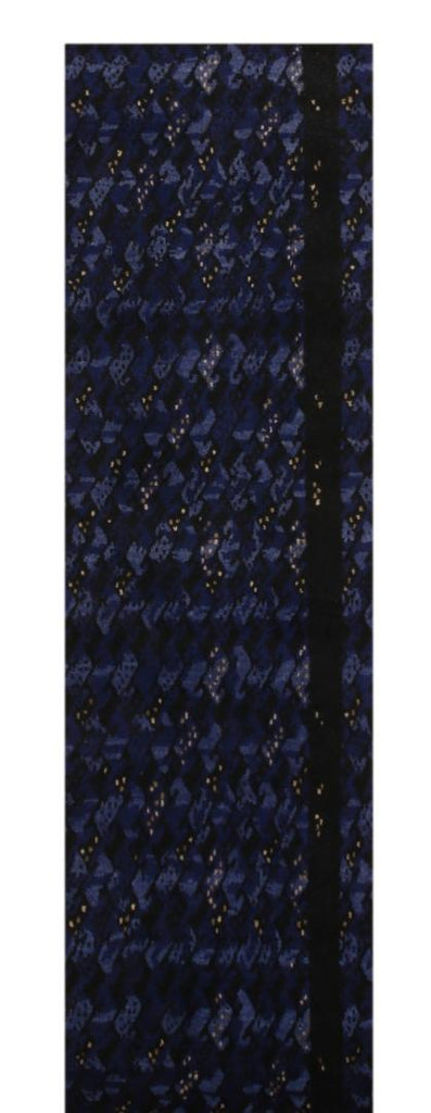 Scandinavian Runner With Blue Black Geometric Pattern