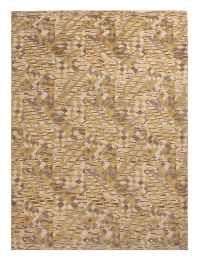 Scandinavian Rug With Beige Brown And Yellow Patterns