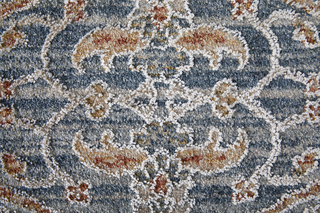 Pasha Transitional Ikat Blue Taupe Ivory Area Rug (2' x 3')