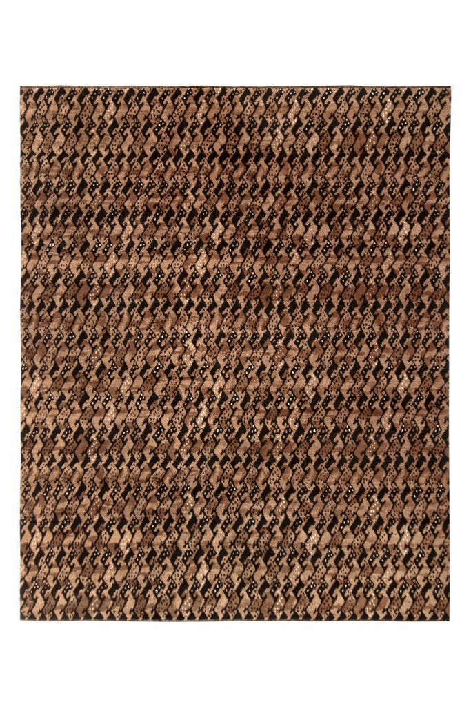 Scandinavian Rug in Beige and Brown-Black Geometric Pattern