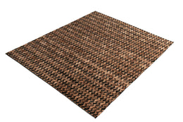 Scandinavian Rug in Beige and Brown-Black Geometric Pattern