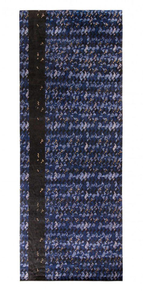 Scandinavian Rug In All Over Blue Black Geometric Pattern 6X16