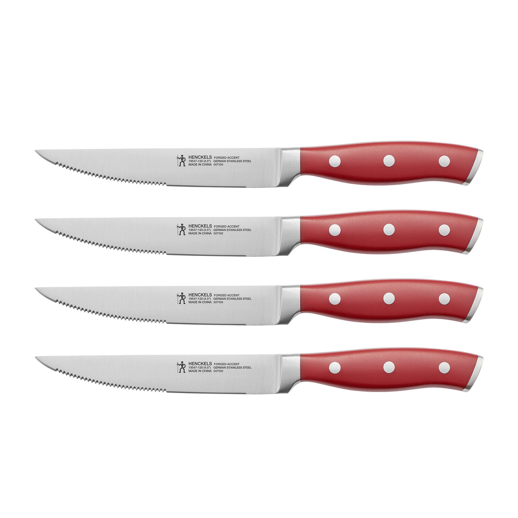 4-Piece Steak Set Red Forged Accent