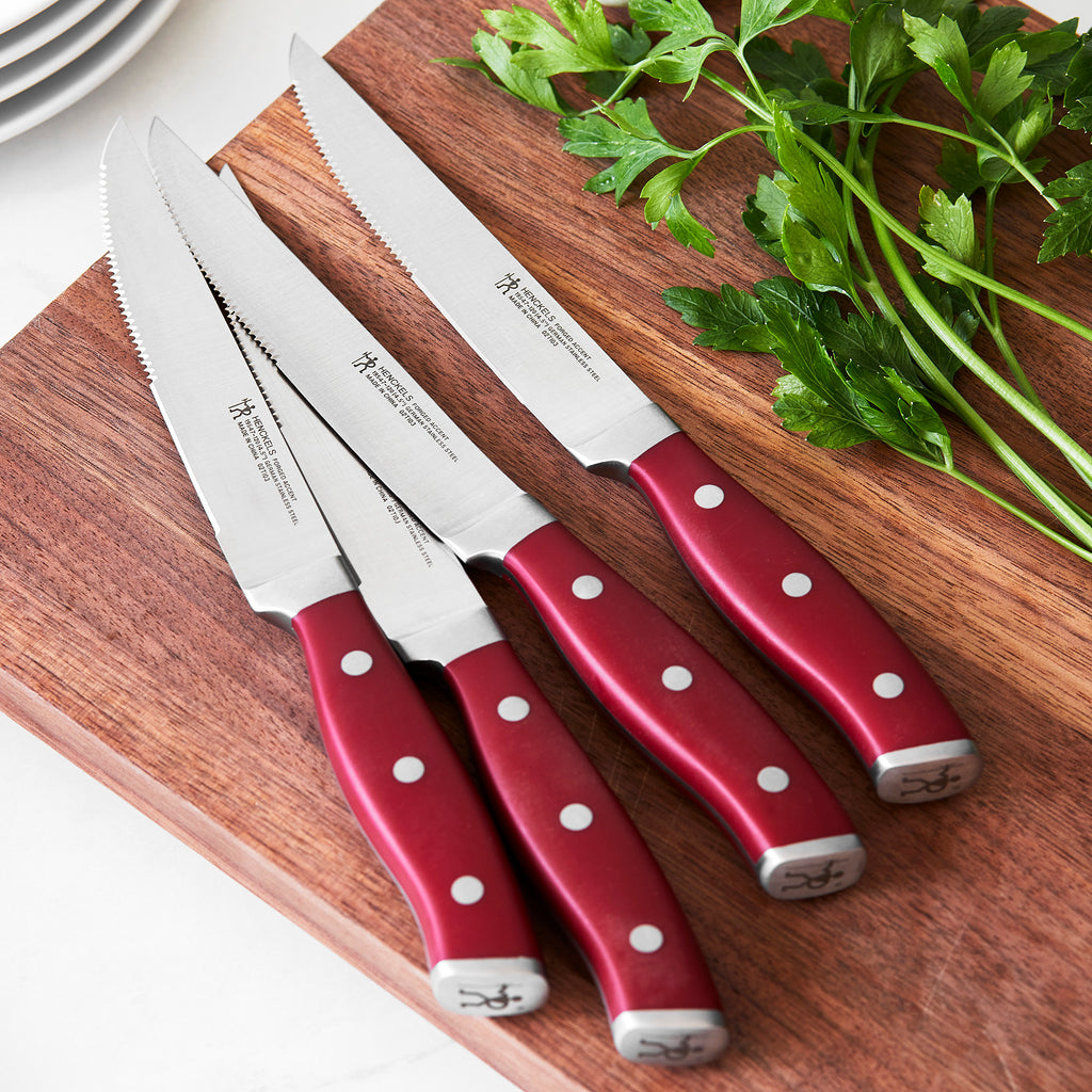 4-Piece Steak Set Red Forged Accent