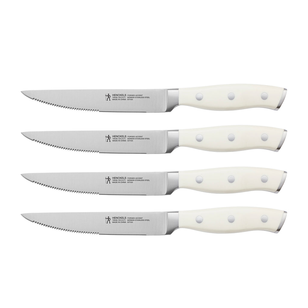 4-Piece Steak Set White Forged Accent