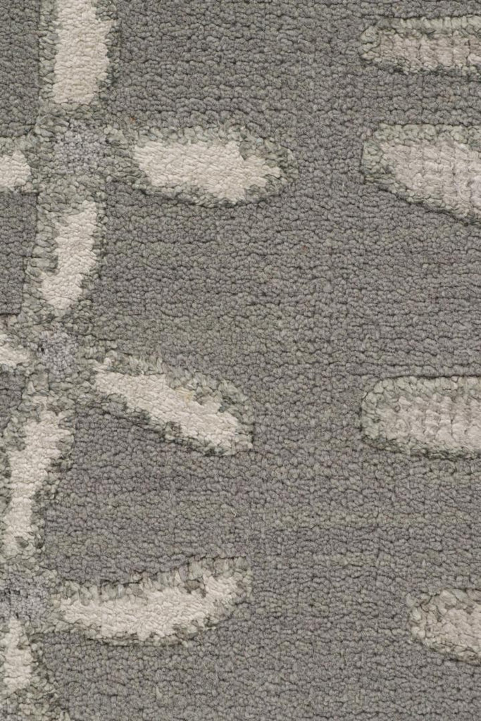 Scandinavian Runner Rug In Silver Gray Tones With Floral Patterns