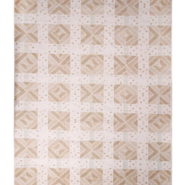 Scandinavian Rug with Cream, Beige-Brown Geometric Patterns