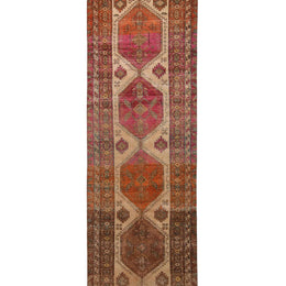 Vintage Mid Century Bidjar Pink And Brown Wool Rug With Exceptional Blue Border 19681