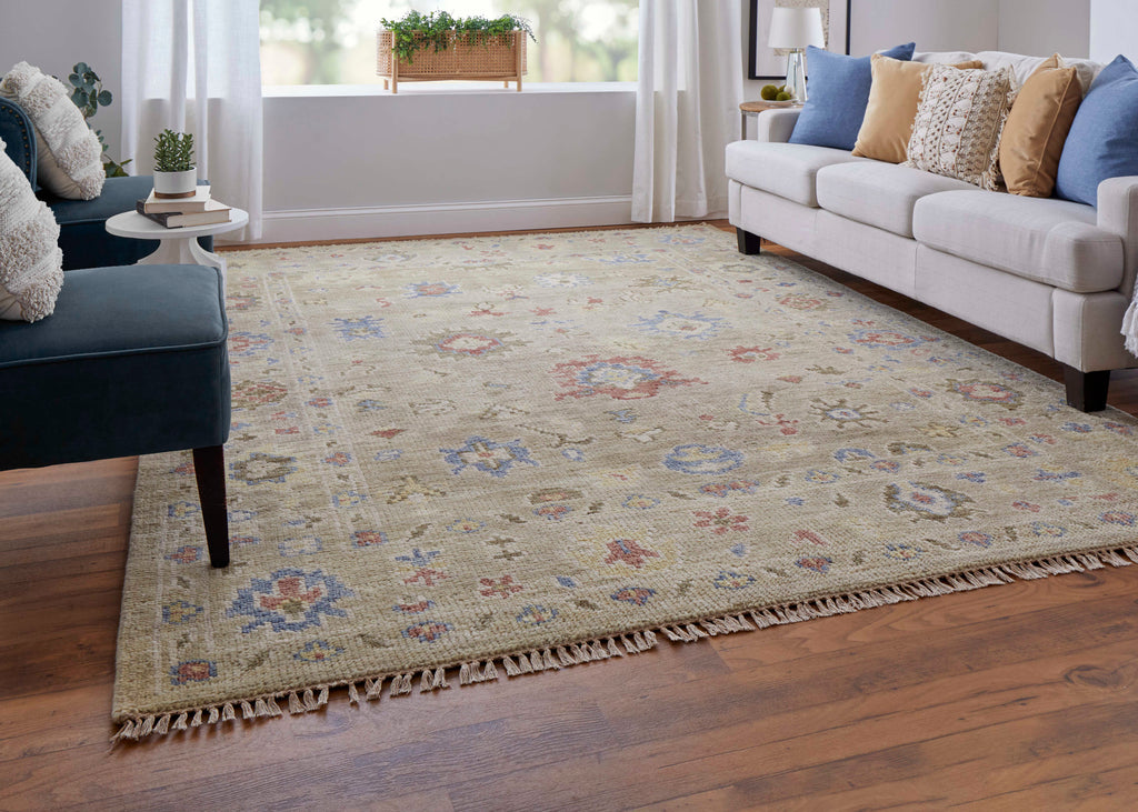 Fillmore Transitional Floral Botanical Brown Tan Blue Area Rug (12' x 15')