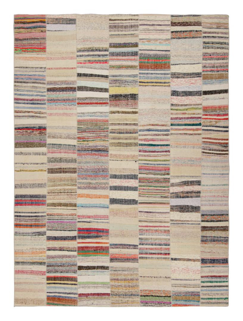 Oversized Modern Patchwork Kilim Rug with Polychromatic Patterns