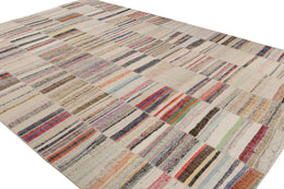 Oversized Modern Patchwork Kilim Rug with Polychromatic Patterns