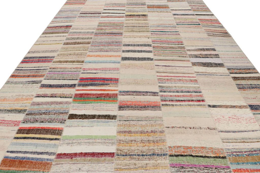 Oversized Modern Patchwork Kilim Rug with Polychromatic Patterns