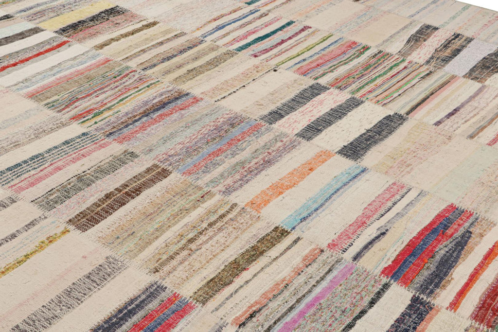 Oversized Modern Patchwork Kilim Rug with Polychromatic Patterns