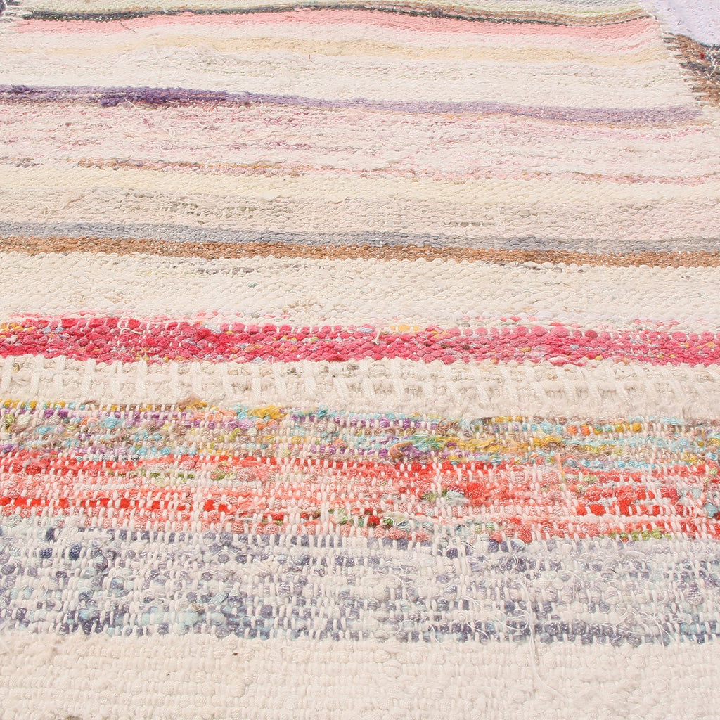 Patchwork Beige And Multi-Color Wool Kilim Rug - 19829