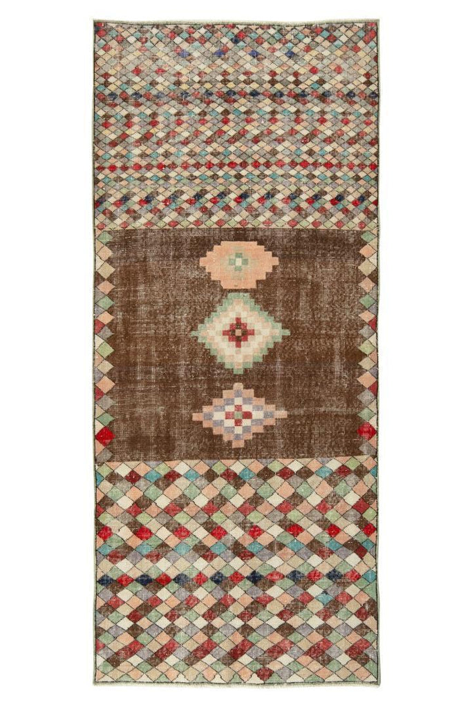 1960S Vintage Zeki Muren Rug In Brown, Peach, Mint Green Medallion Pattern