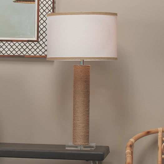 Cylinder Rope Table Lamp-Brown