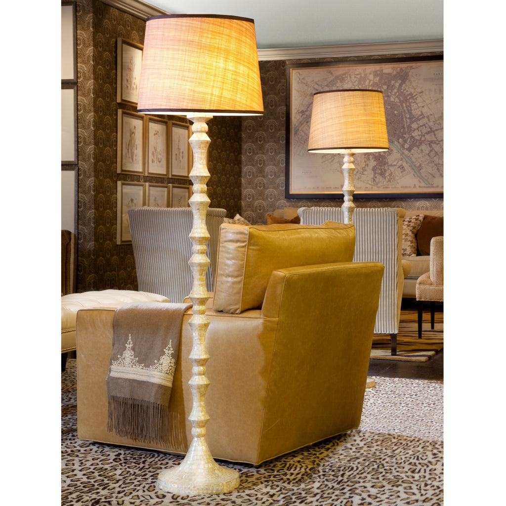 Ornate Pillar Floor Lamp-Cream