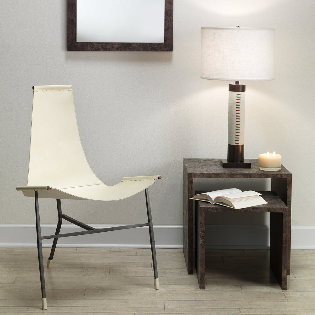 Sheridan Table Lamp-Bronze and White Hide