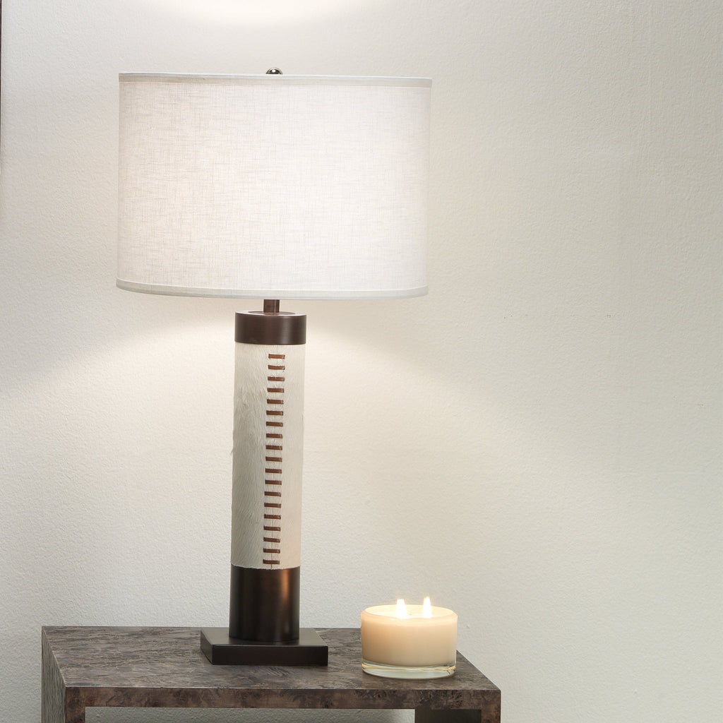Sheridan Table Lamp-Bronze and White Hide