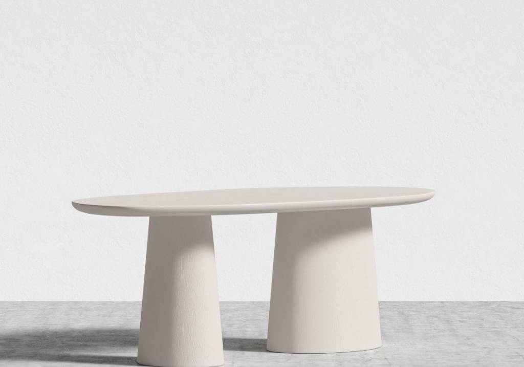 Alessia Dining Table, Alabaster Matte Lacquer with Grain