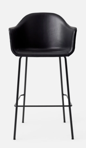 Harbour Bar Chair, Black Legs, Leather Dakar 0842 Seat