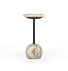 Viola Accent Table-Antique White Marble