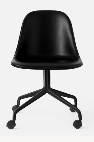 Harbour Swivel Side Chair with Casters, Black Legs, Leather Dakar 0842 Seat