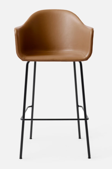 Harbour Bar Chair, Black Legs, Leather Dakar 0250 Seat