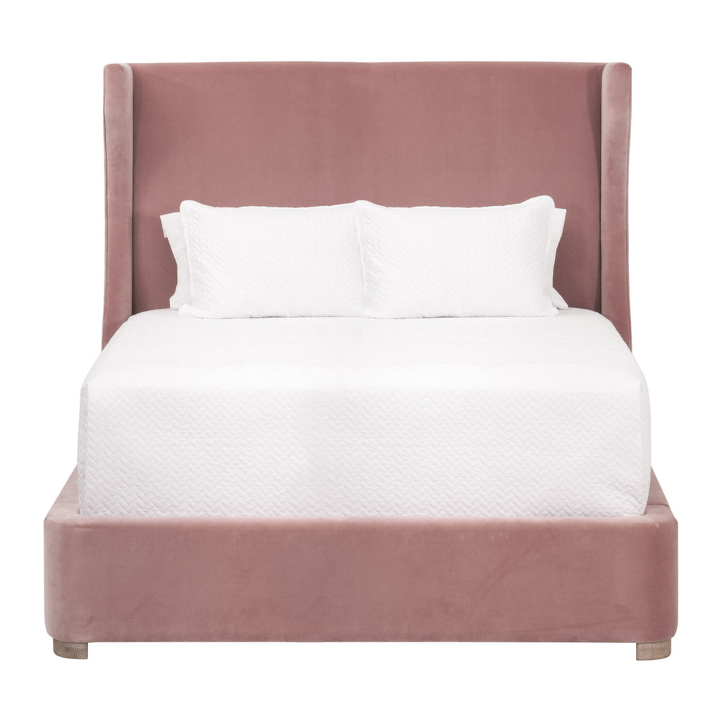 Balboa Queen Bed - Petal Velvet, Natural Gray Oak