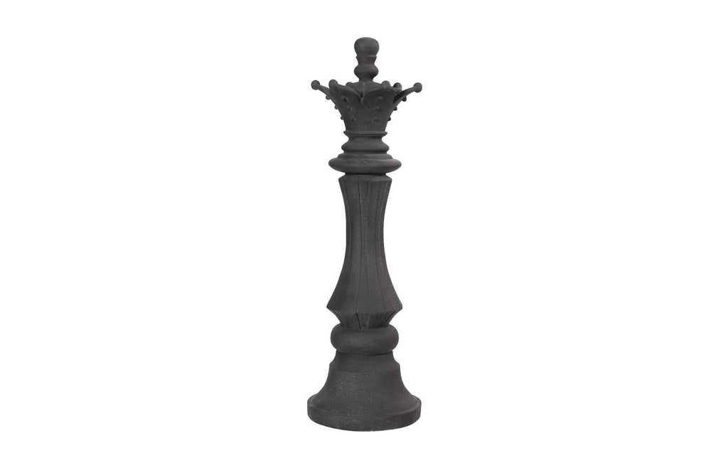 Queen Chess Sculpture, Cast Stone Black