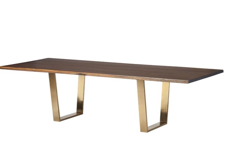 Versailles Dining Table - Seared with Brushed Gold Legs, 112in