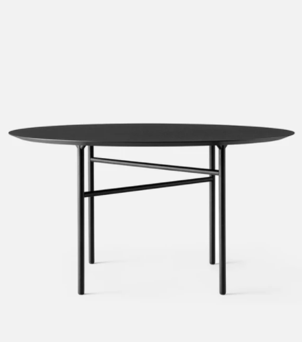 Snaregade Dining Table, Round 54 in, Black/Charcoal Linoleum