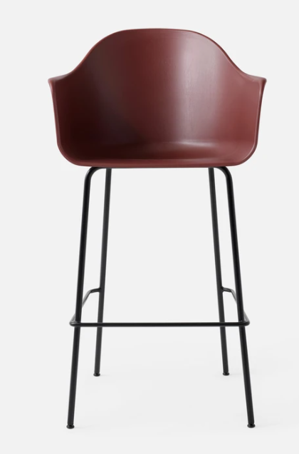 Harbour Bar Chair, Black Legs, Burned Red Shell Seat